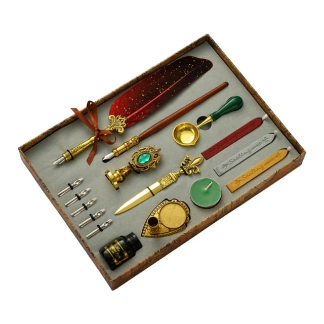 Antique Feather Dip Pen Kit